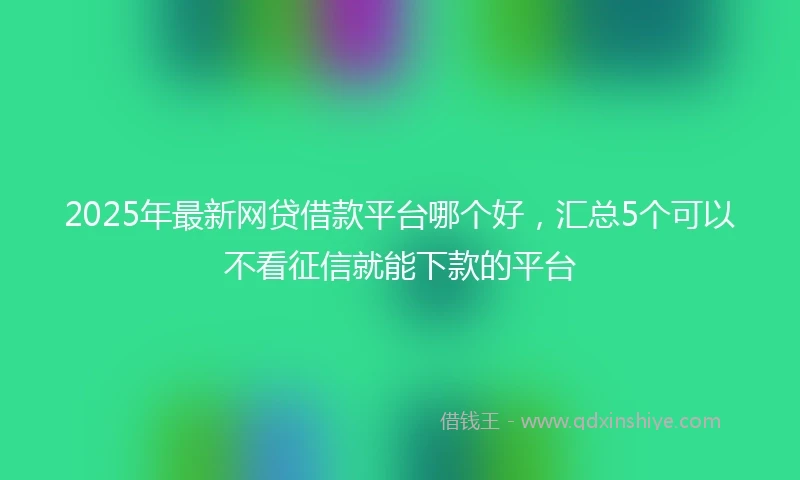 2025年最新网贷借款平台哪个好，汇总5个可以不看征信就能下款的平台