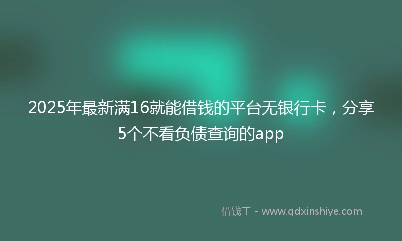 2025年最新满16就能借钱的平台无银行卡，分享5个不看负债查询的app