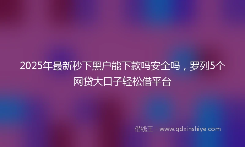 2025年最新秒下黑户能下款吗安全吗，罗列5个网贷大口子轻松借平台