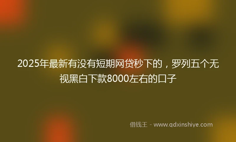 2025年最新有没有短期网贷秒下的，罗列五个无视黑白下款8000左右的口子