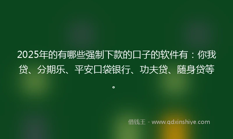 2025年的有哪些强制下款的口子的软件有：你我贷、分期乐、平安口袋银行、功夫贷、随身贷等。