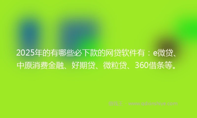 2025年的有哪些必下款的网贷软件有：e微贷、中原消费金融、好期贷、微粒贷、360借条等。