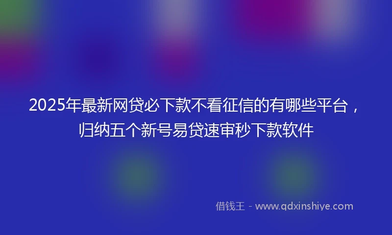 2025年最新网贷必下款不看征信的有哪些平台，归纳五个新号易贷速审秒下款软件