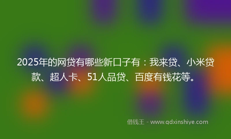 2025年的网贷有哪些新口子有：我来贷、小米贷款、超人卡、51人品贷、百度有钱花等。