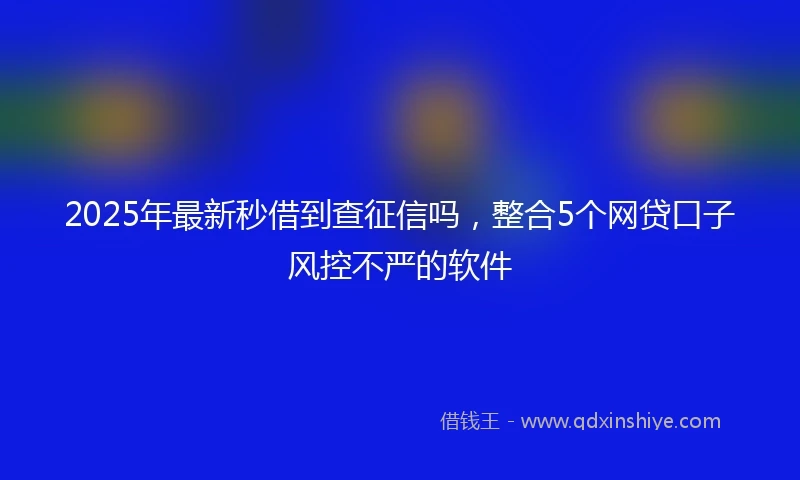 2025年最新秒借到查征信吗，整合5个网贷口子风控不严的软件