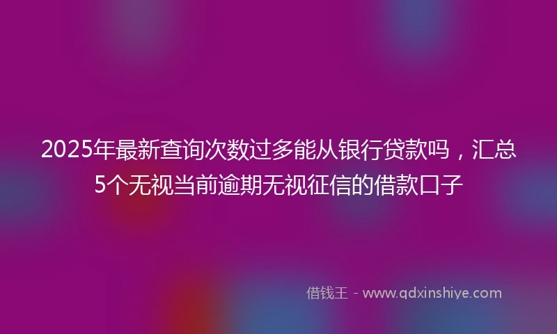 2025年最新查询次数过多能从银行贷款吗，汇总5个无视当前逾期无视征信的借款口子