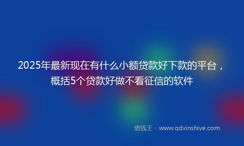 2025年最新现在有什么小额贷款好下款的平台，概括5个贷款好做不看征信的软件