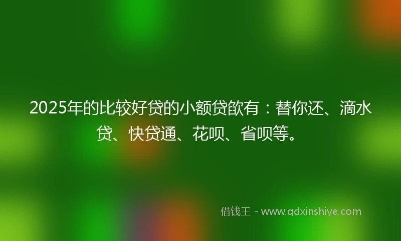 2025年的比较好贷的小额贷欿有：替你还、滴水贷、快贷通、花呗、省呗等。