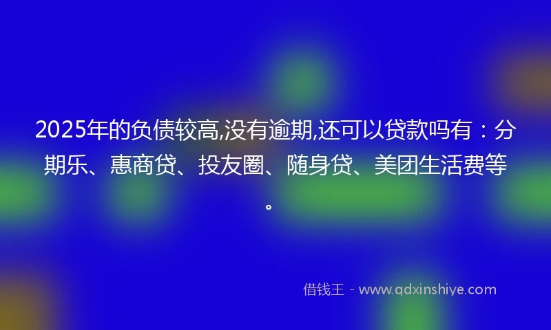 2025年的负债较高,没有逾期,还可以贷款吗有：分期乐、惠商贷、投友圈、随身贷、美团生活费等。