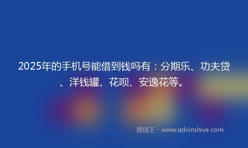 2025年的手机号能借到钱吗有：分期乐、功夫贷、洋钱罐、花呗、安逸花等。