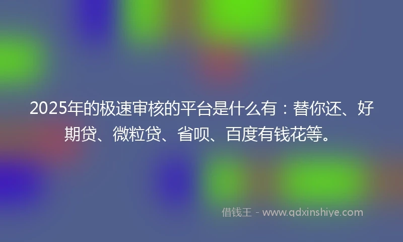 2025年的极速审核的平台是什么有：替你还、好期贷、微粒贷、省呗、百度有钱花等。