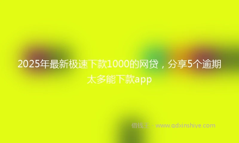 2025年最新极速下款1000的网贷，分享5个逾期太多能下款app