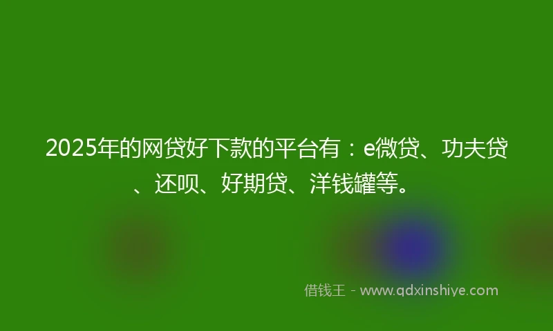2025年的网贷好下款的平台有：e微贷、功夫贷、还呗、好期贷、洋钱罐等。