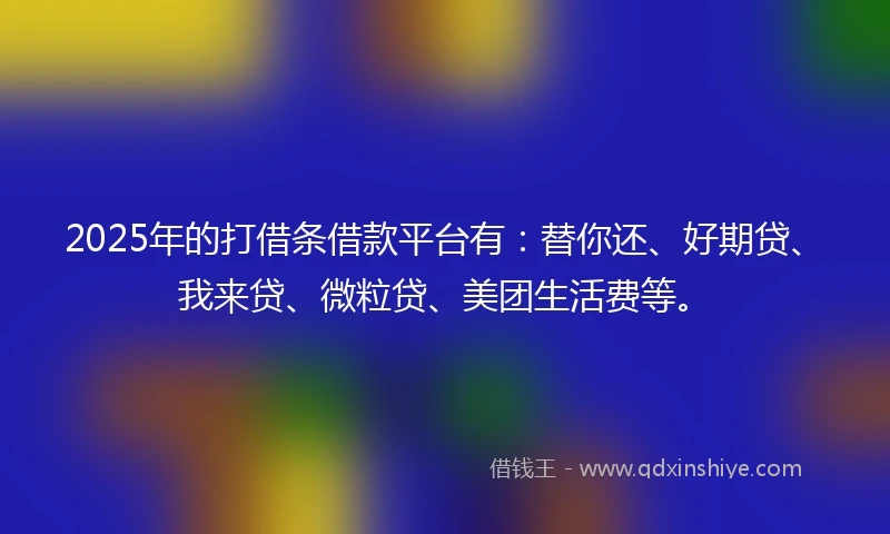 2025年的打借条借款平台有：替你还、好期贷、我来贷、微粒贷、美团生活费等。