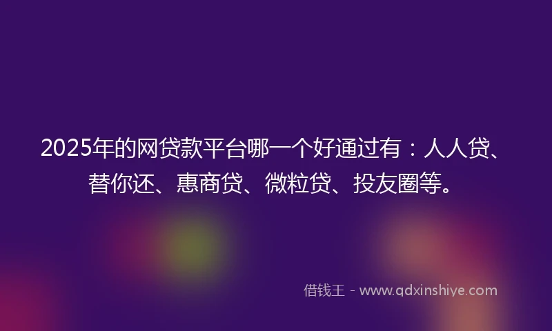 2025年的网贷款平台哪一个好通过有：人人贷、替你还、惠商贷、微粒贷、投友圈等。