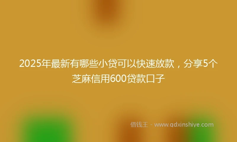 2025年最新有哪些小贷可以快速放款，分享5个芝麻信用600贷款口子