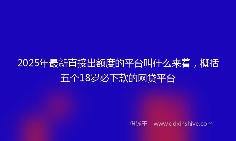 2025年最新直接出额度的平台叫什么来着，概括五个18岁必下款的网贷平台