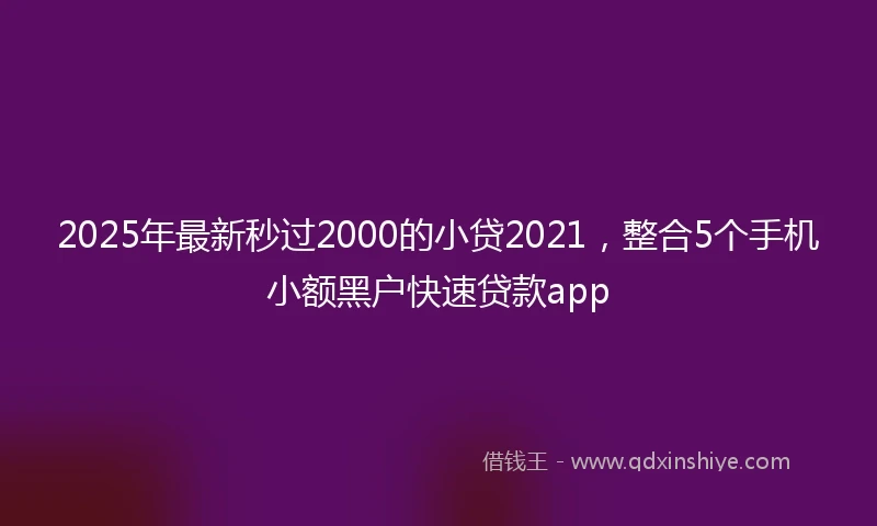 2025年最新秒过2000的小贷2021，整合5个手机小额黑户快速贷款app