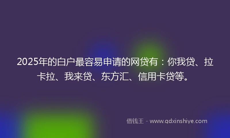 2025年的白户最容易申请的网贷有：你我贷、拉卡拉、我来贷、东方汇、信用卡贷等。