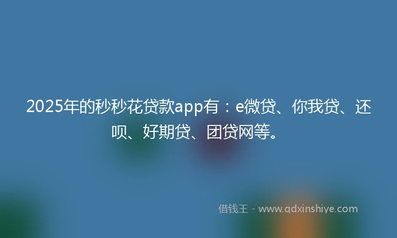 2025年的秒秒花贷款app有：e微贷、你我贷、还呗、好期贷、团贷网等。