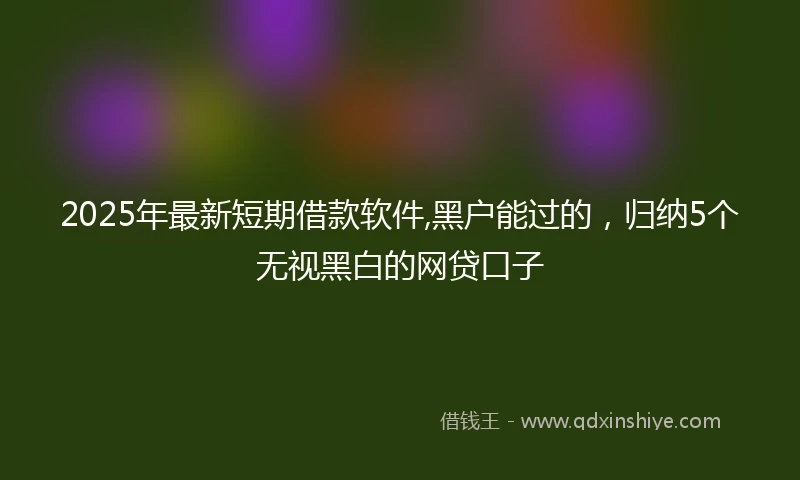 2025年最新短期借款软件,黑户能过的，归纳5个无视黑白的网贷口子