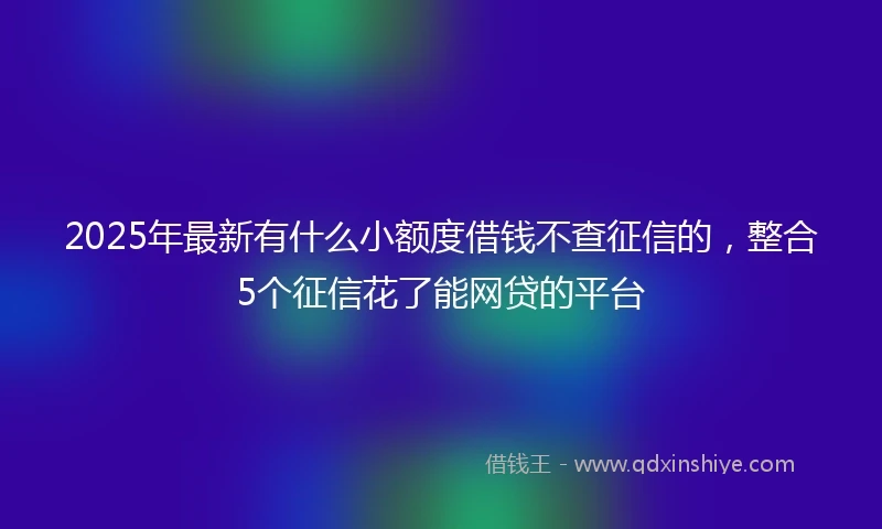 2025年最新有什么小额度借钱不查征信的，整合5个征信花了能网贷的平台