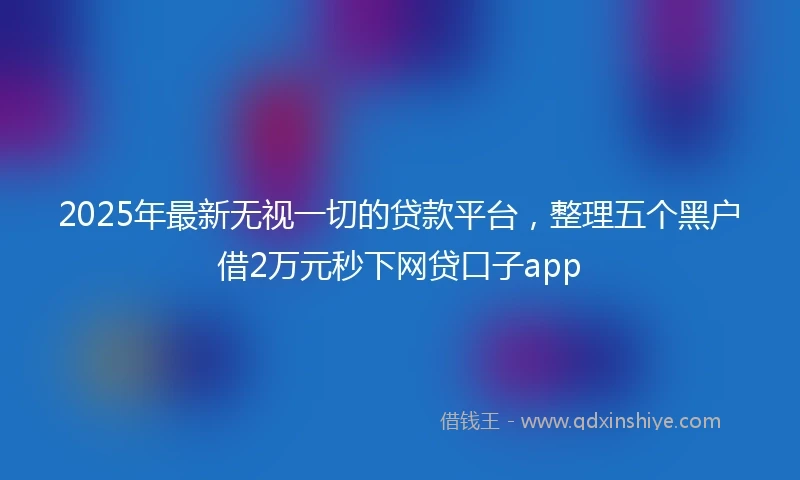 2025年最新无视一切的贷款平台，整理五个黑户借2万元秒下网贷口子app