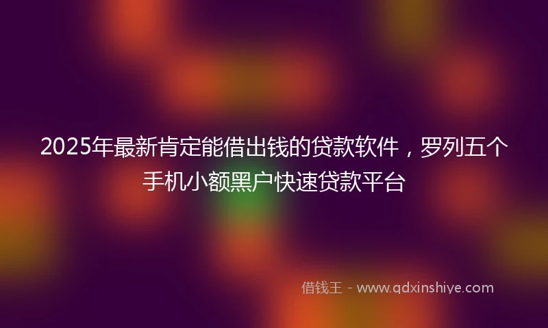 2025年最新肯定能借出钱的贷款软件，罗列五个手机小额黑户快速贷款平台