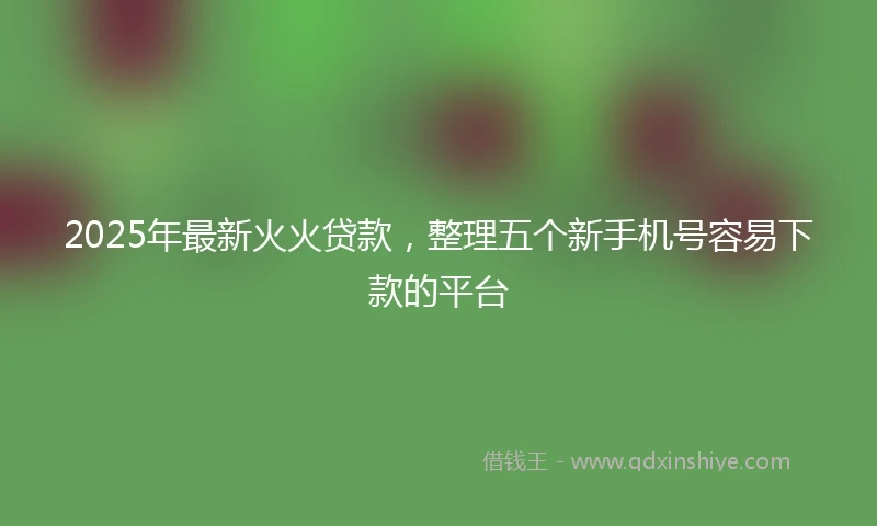 2025年最新火火贷款，整理五个新手机号容易下款的平台