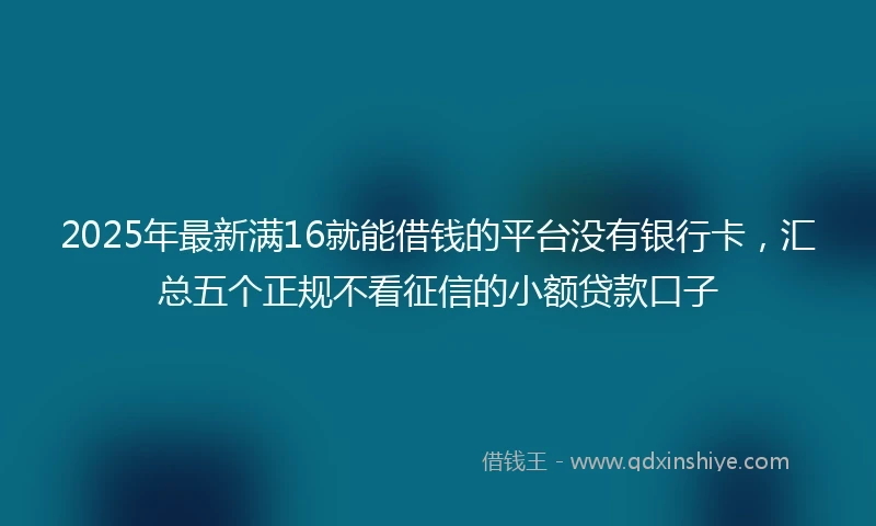 2025年最新满16就能借钱的平台没有银行卡，汇总五个正规不看征信的小额贷款口子