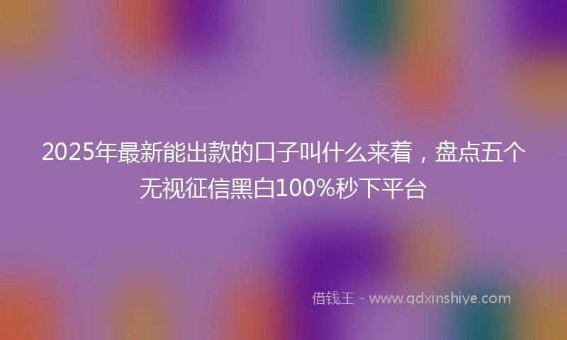 2025年最新能出款的口子叫什么来着，盘点五个无视征信黑白100%秒下平台
