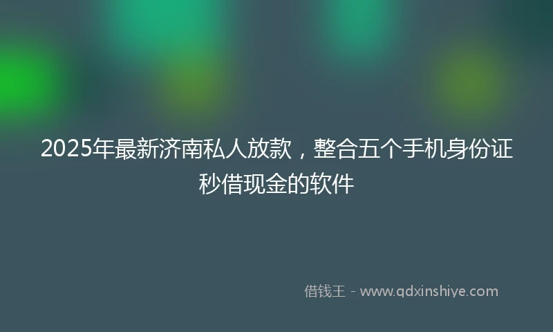 2025年最新济南私人放款，整合五个手机身份证秒借现金的软件