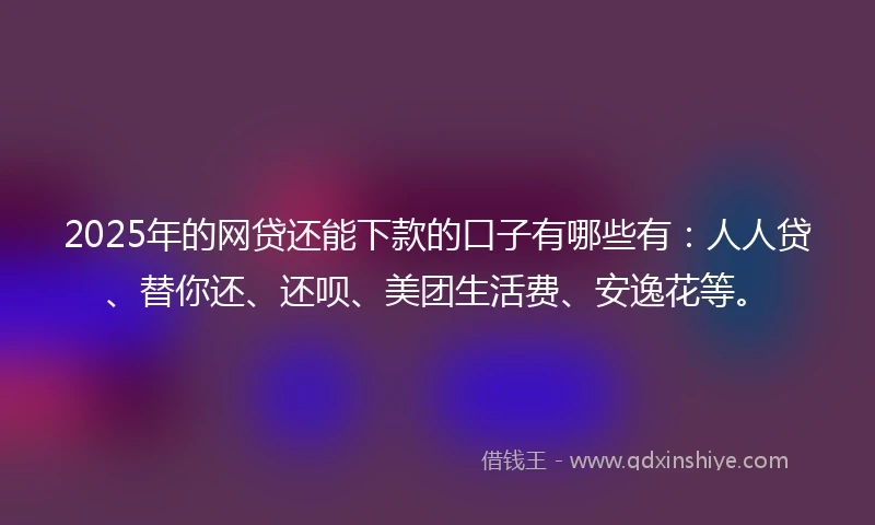 2025年的网贷还能下款的口子有哪些有：人人贷、替你还、还呗、美团生活费、安逸花等。