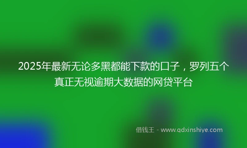 2025年最新无论多黑都能下款的口子，罗列五个真正无视逾期大数据的网贷平台
