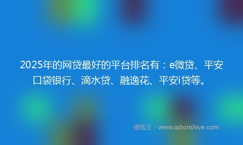 2025年的网贷最好的平台排名有：e微贷、平安口袋银行、滴水贷、融逸花、平安i贷等。
