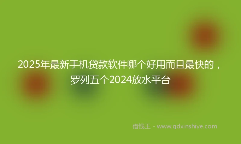 2025年最新手机贷款软件哪个好用而且最快的，罗列五个2024放水平台