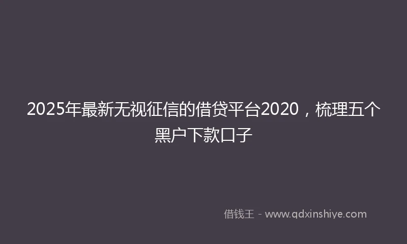 2025年最新无视征信的借贷平台2020，梳理五个黑户下款口子