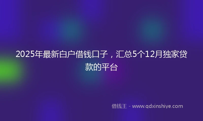 2025年最新白户借钱口子，汇总5个12月独家贷款的平台