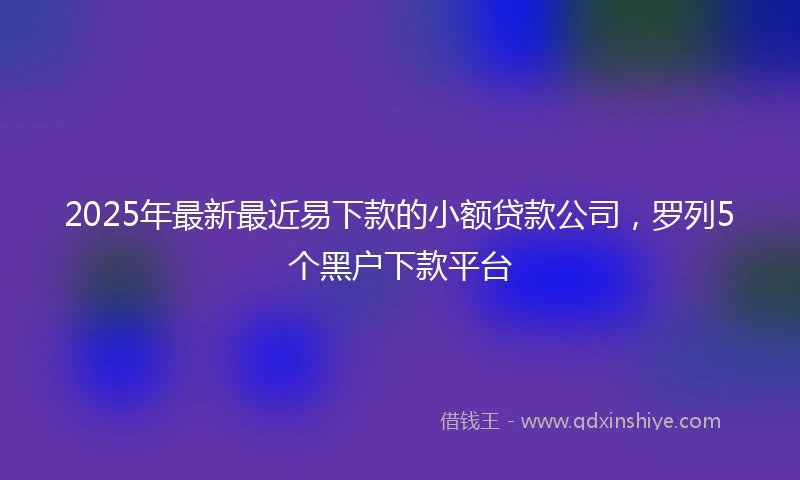 2025年最新最近易下款的小额贷款公司，罗列5个黑户下款平台