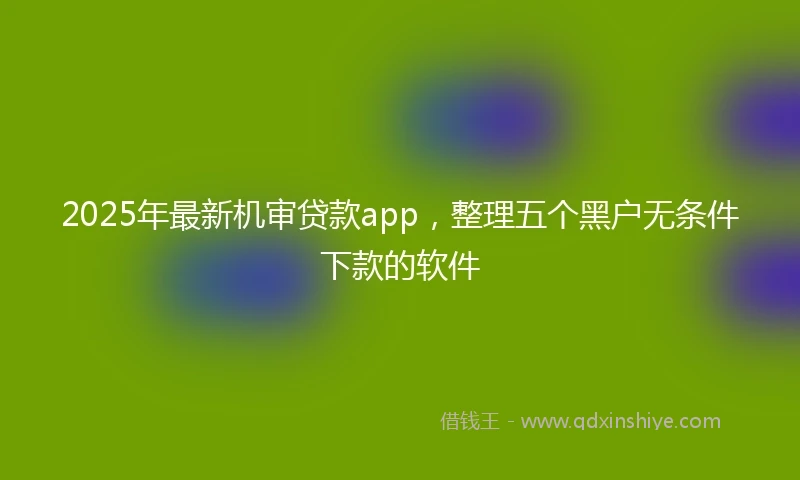 2025年最新机审贷款app，整理五个黑户无条件下款的软件