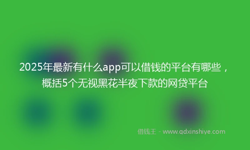 2025年最新有什么app可以借钱的平台有哪些,概括5个无视黑花半夜下款的网贷平台