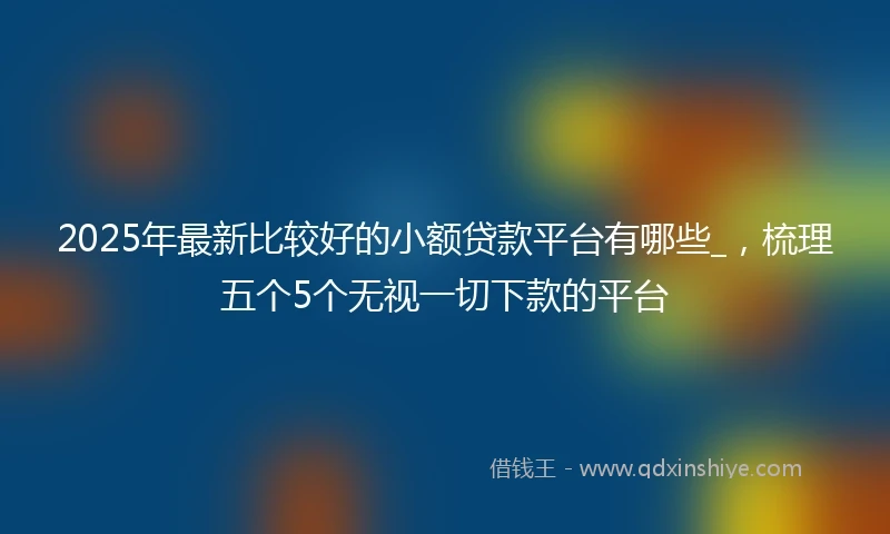 2025年最新比较好的小额贷款平台有哪些_，梳理五个5个无视一切下款的平台