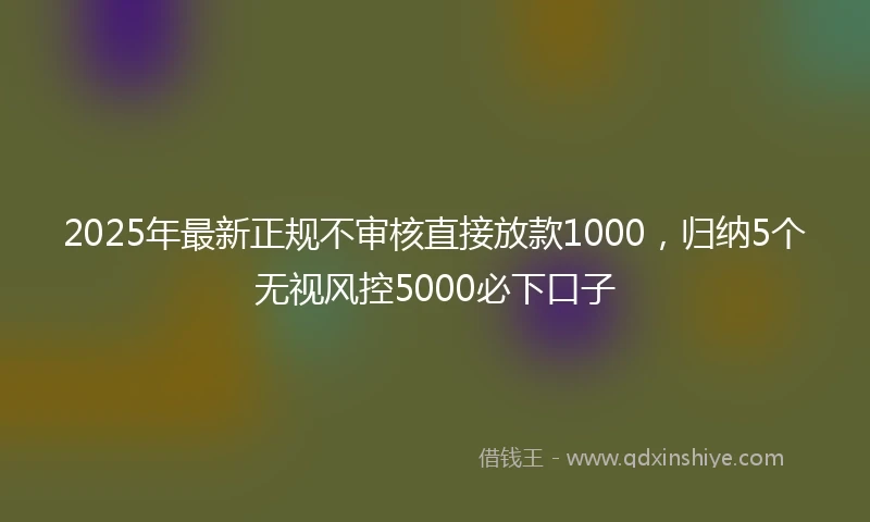 2025年最新正规不审核直接放款1000，归纳5个无视风控5000必下口子