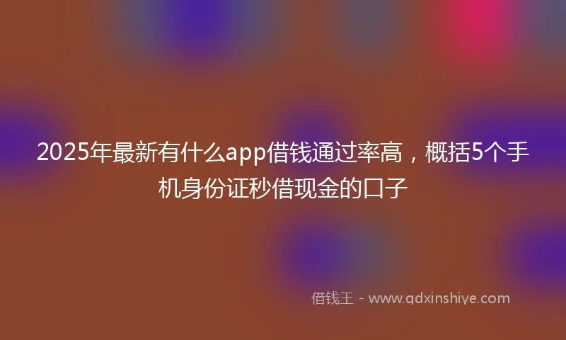 2025年最新有什么app借钱通过率高，概括5个手机身份证秒借现金的口子