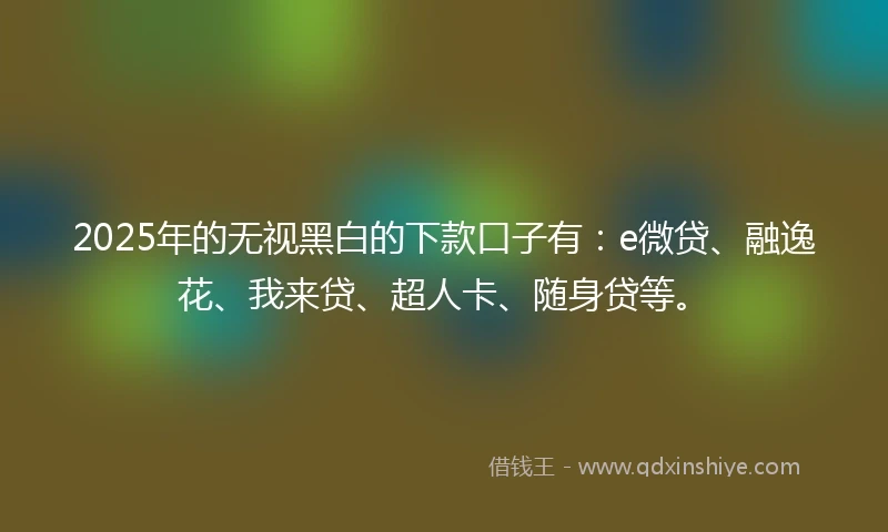 2025年的无视黑白的下款口子有：e微贷、融逸花、我来贷、超人卡、随身贷等。