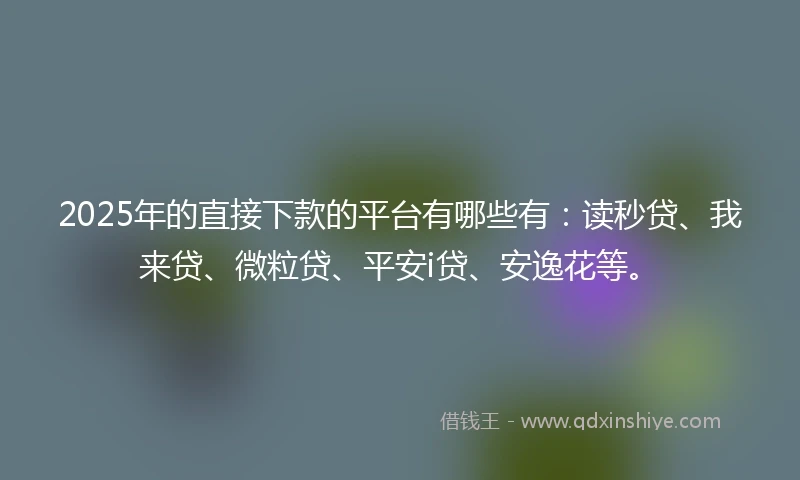 2025年的直接下款的平台有哪些有：读秒贷、我来贷、微粒贷、平安i贷、安逸花等。