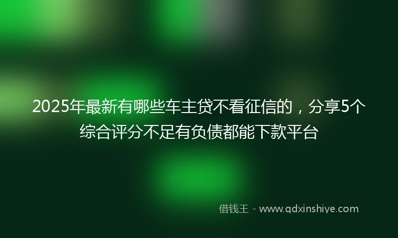 2025年最新有哪些车主贷不看征信的，分享5个综合评分不足有负债都能下款平台