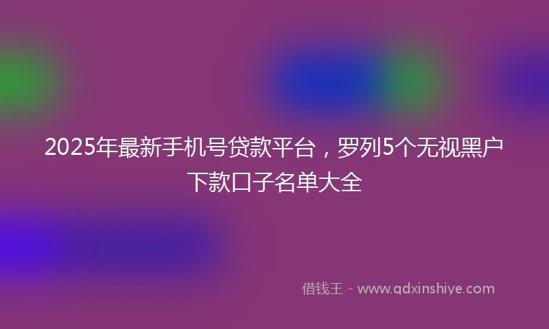 2025年最新手机号贷款平台，罗列5个无视黑户下款口子名单大全