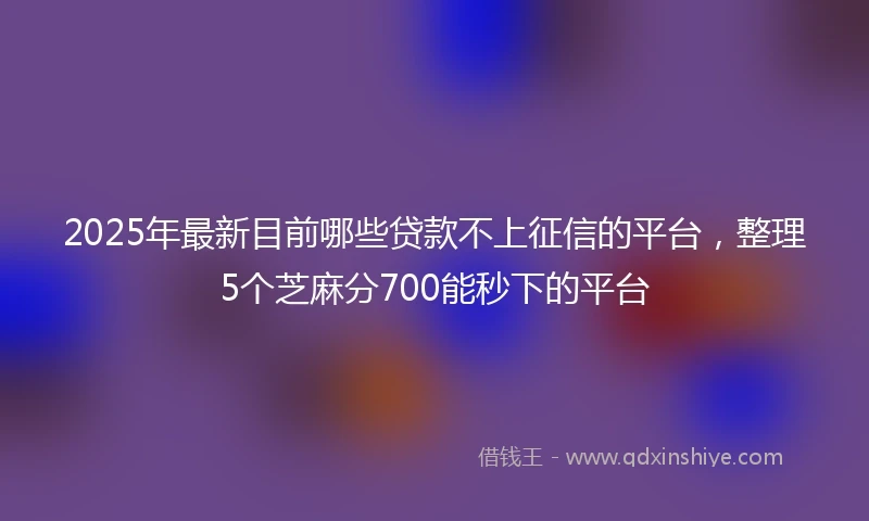 2025年最新目前哪些贷款不上征信的平台，整理5个芝麻分700能秒下的平台