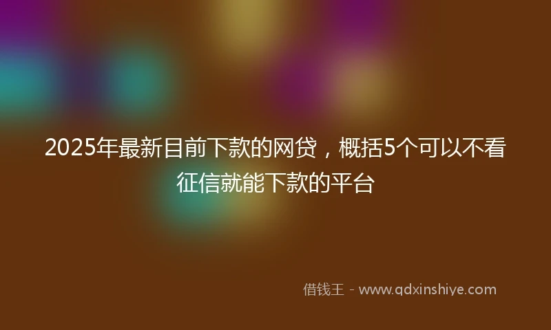 2025年最新目前下款的网贷，概括5个可以不看征信就能下款的平台